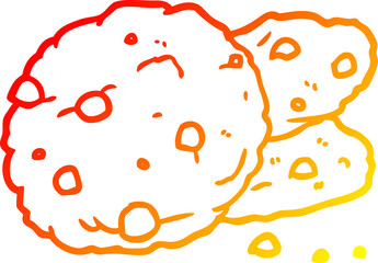 warm gradient line drawing Cartoon cookies