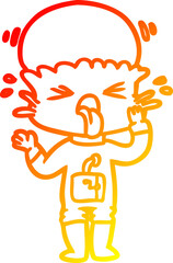 Fototapeta premium warm gradient line drawing weird cartoon alien