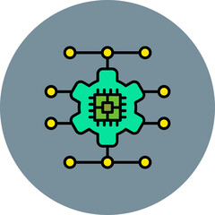 Artificial Intelligence Multicolor Circle Filled Line Icon