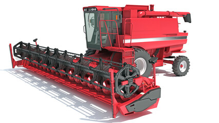 Combine Harvester 3D rendering on white background