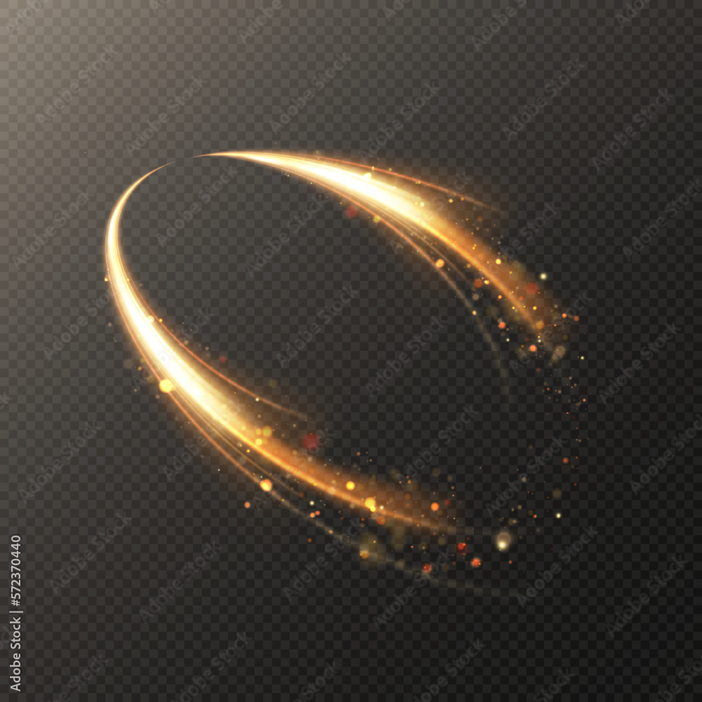 Fototapete dynamic gold lines with glow effect. rotating shiny rings. a combination of a sparkling whirlwind, a