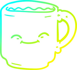 cold gradient line drawing cartoon coffee mug