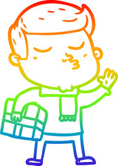 rainbow gradient line drawing cartoon model guy pouting