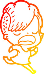 warm gradient line drawing cartoon cool hipster girl talking