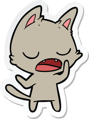 sticker of a talking cat cartoon