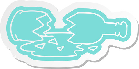 cartoon sticker of a broken bottle
