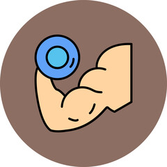 Arm Workout Multicolor Circle Filled Line Icon