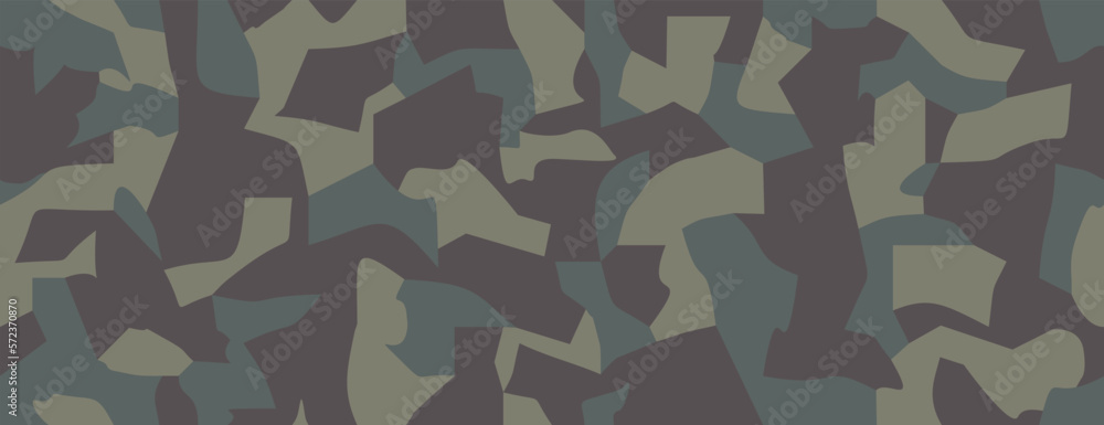 Poster Camouflage seamless army pattern. Classic military clothing style wallpaper, masking woodland camo repeat print. Dark green and brown colors texture. Vector background