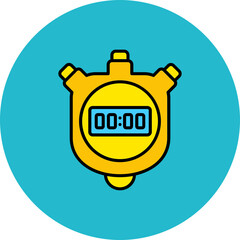 Stopwatch Multicolor Circle Filled Line Icon