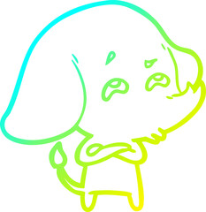 cold gradient line drawing cartoon elephant remembering