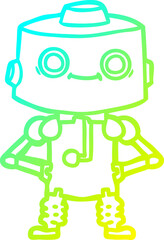 cold gradient line drawing cartoon robot