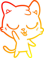 warm gradient line drawing cartoon cat