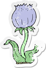 distressed sticker of a cartoon wild flower