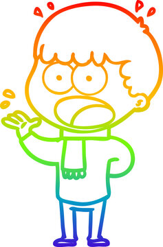 recommend clip art: rainbow gradient line drawing cartoon shocked man