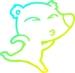 cold gradient line drawing cartoon whistling polar bear