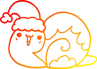 warm gradient line drawing cute cartoon christmas snail