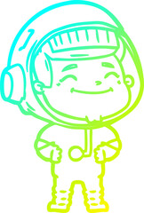 cold gradient line drawing happy cartoon astronaut