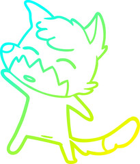 cold gradient line drawing cartoon fox