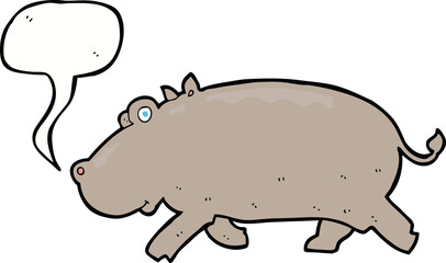 cartoon hippopotamus with speech bubble