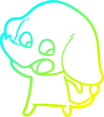 cold gradient line drawing cute cartoon elephant