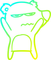 cold gradient line drawing angry bear cartoon