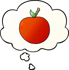 cartoon apple and thought bubble in smooth gradient style