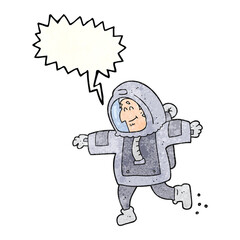 speech bubble textured cartoon astronaut