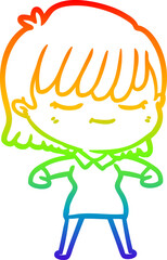 rainbow gradient line drawing cartoon woman