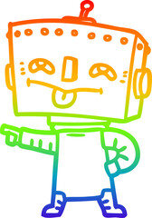 rainbow gradient line drawing cartoon robot