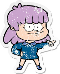 Fototapeta premium distressed sticker of a cartoon girl smiling