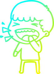 cold gradient line drawing cartoon laughing man