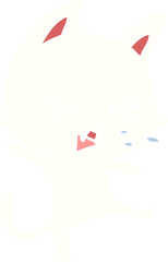 flat color style cartoon cat throwing a tantrum