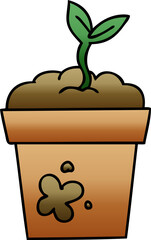 quirky gradient shaded cartoon seedling