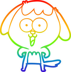 rainbow gradient line drawing cute cartoon dog