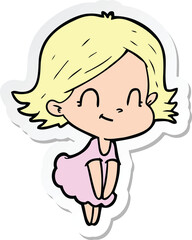 sticker of a cartoon friendly girl