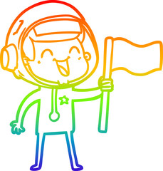 rainbow gradient line drawing happy cartoon astronaut