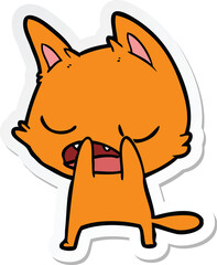 sticker of a talking cat cartoon