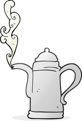 cartoon steaming coffee kettle