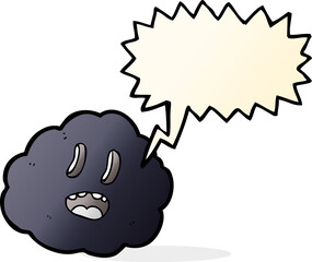 cartoon spooky cloud with speech bubble
