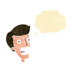 cartoon terrified man with thought bubble