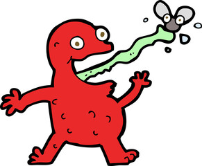 cartoon frog catching fly