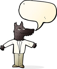 cartoon wolf with speech bubble