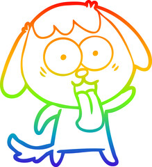 rainbow gradient line drawing cute cartoon dog
