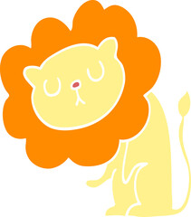 cute flat color style cartoon lion