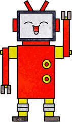 retro grunge texture cartoon robot