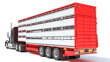 Animal Transporter Truck 3D rendering on white background