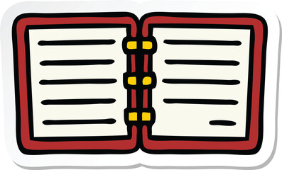 sticker of a cute cartoon open diary