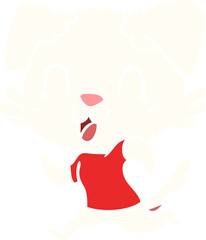 laughing flat color style cartoon dog jogging