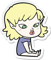 sticker of a pretty cartoon elf girl