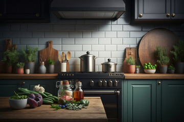 smart kitchen background, generative ai